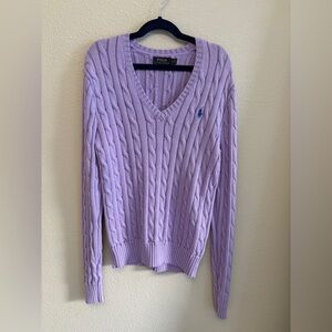 Ralph Lauren Women's Lavender V-Neck Sweater